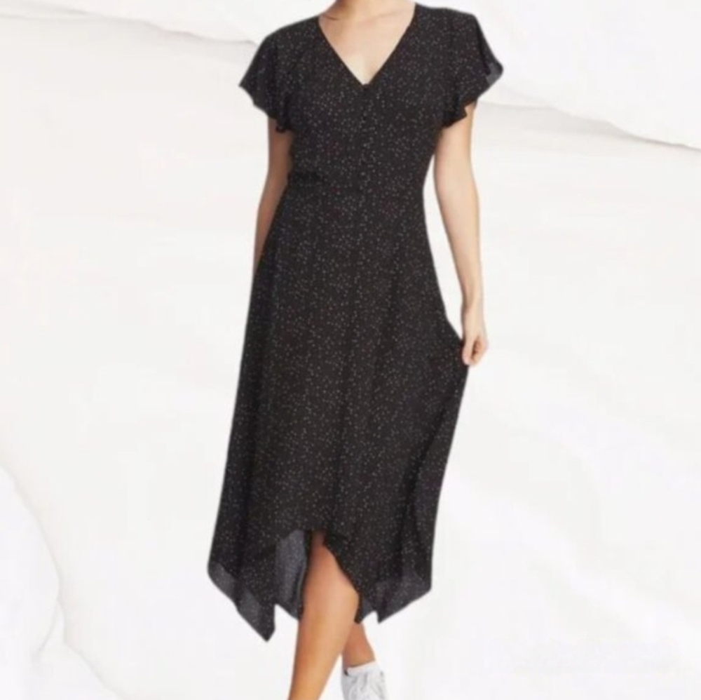 NEW - 1.STATE Black Midi Dress white and red polka dots - 2 US